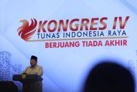 Presiden RI Prabowo Subianto dalam Kongres IV Pengurus Pusat Tunas Indonesia Raya (PP Tidar), Sabtu (17/5/2025) di Jakarta. (Dok Tim Komunikasi Prabowo Subianto)