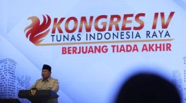 Presiden RI Prabowo Subianto dalam Kongres IV Pengurus Pusat Tunas Indonesia Raya (PP Tidar), Sabtu (17/5/2025) di Jakarta. (Dok Tim Komunikasi Prabowo Subianto)